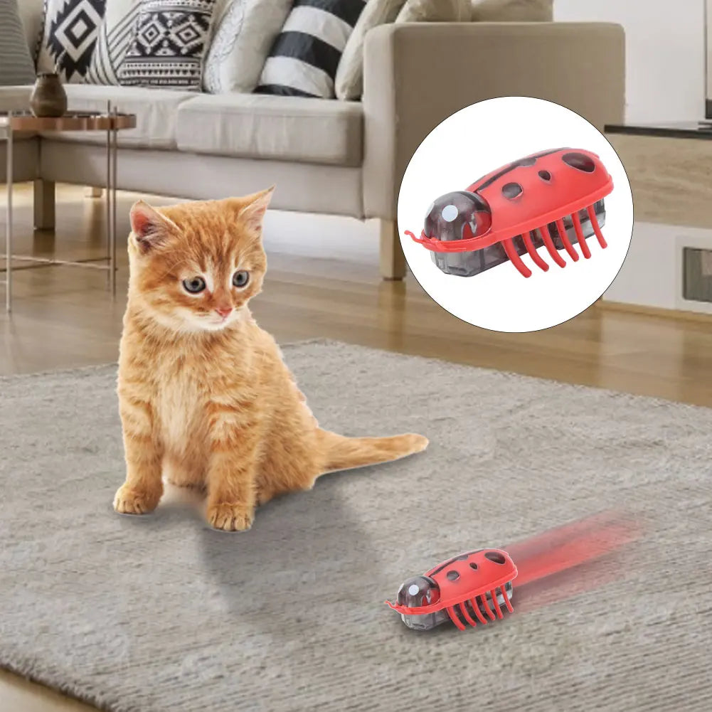 7Pcs Electric Ladybug Cat Interactive Toy Cute Mini Walking Bug Toy Automatic Moving Pet Kitten Mental Stimulation Puzzle Play Qme