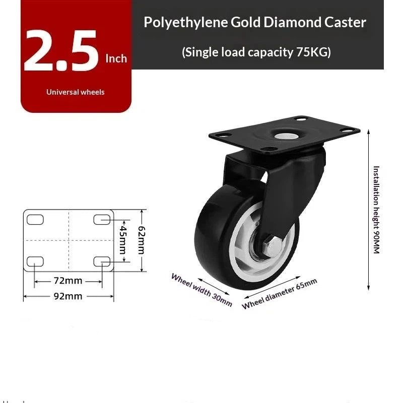 Furniture Casters Wheels PP Fixed Swivel Caster Roller Wheel For Heavy Duty Platform Trolley Chair Household Accessory Qme A8