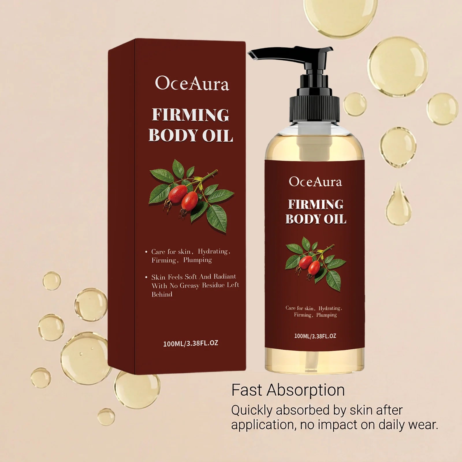 OceAura Firming Body Oil for Neck Chest Thigh Fast Absorbing Hydrating Skin Softener Plumping Anti Sagging Body Skin Care Oil Qme