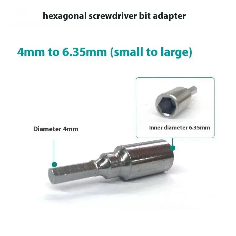 4MM To 6.3MM Hex Transducer Adapter Socket Magnetic Parts For Screwdriver Drill Bits Hand Tool Qme 4mm to 6.35mm