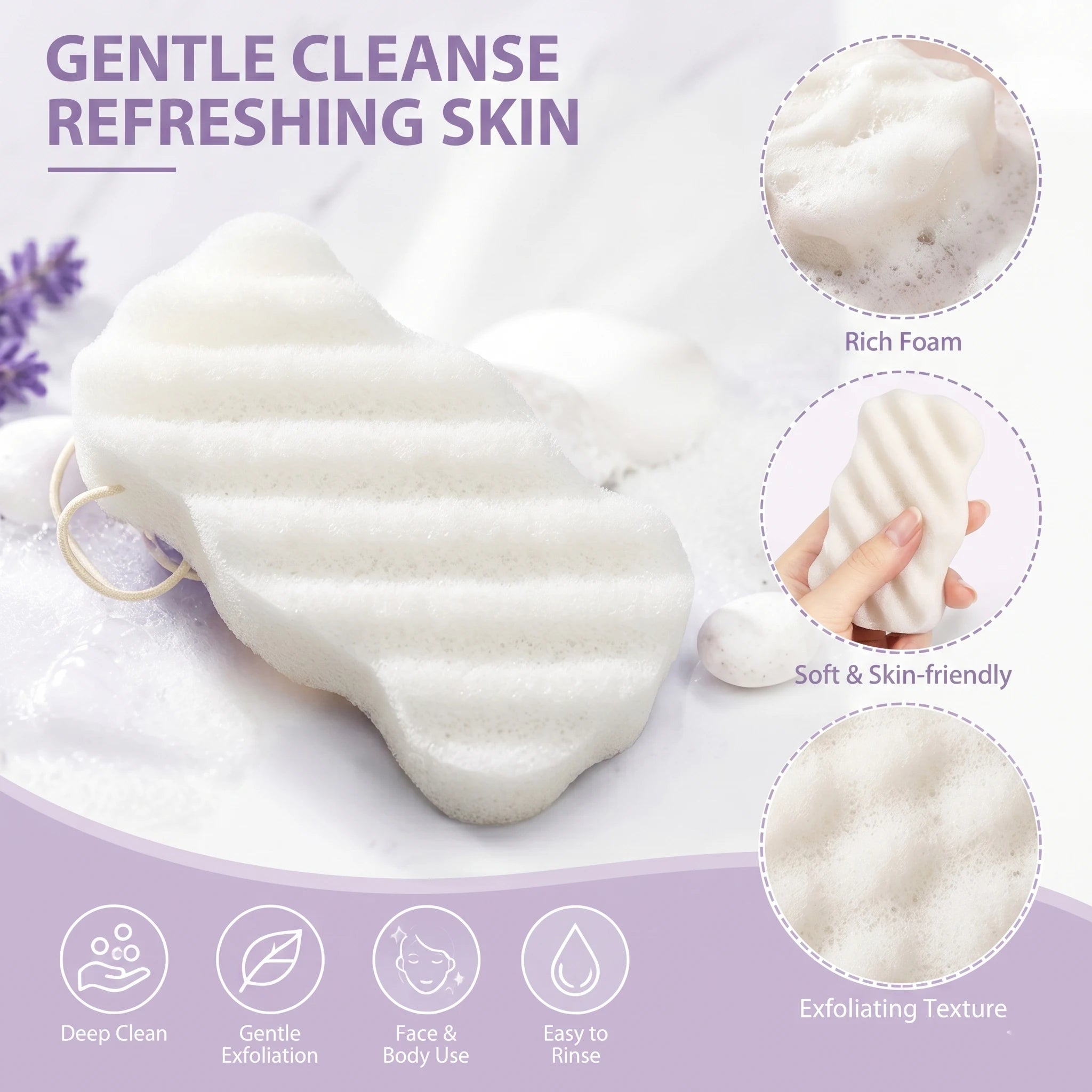 Konjac Facial Sponge Cleaner Made Vegetable Fiber Clay Sponges Normal Qme 01