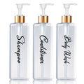 Refillable Shampoo and Conditioner Dispenser with Pump Bath Shower Shampoo Conditioner Lotion Soap Container Bottle Qme clear