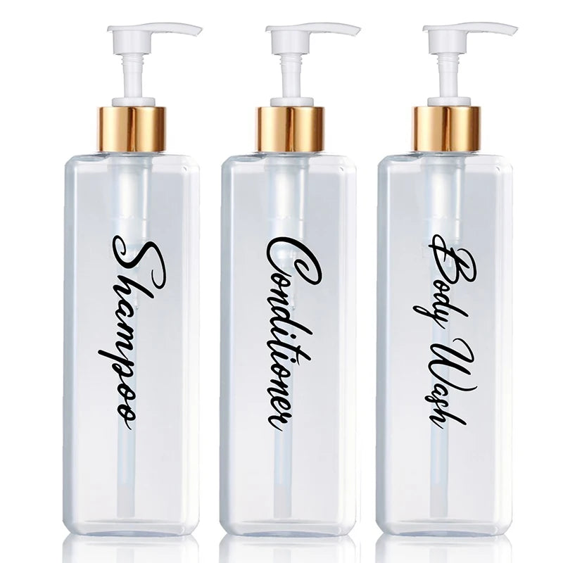 Refillable Shampoo and Conditioner Dispenser with Pump Bath Shower Shampoo Conditioner Lotion Soap Container Bottle Qme clear