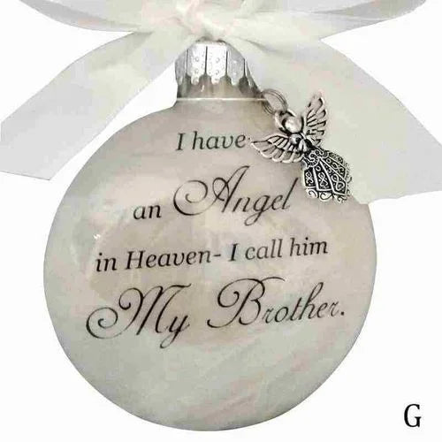 Christmas Tree Balls Commemorate Ornament Feather Ball Angel In Heaven Memorial Ornament Xtmas Tree Hanging In Memory of Mom Dad Qme My brother 1pcs