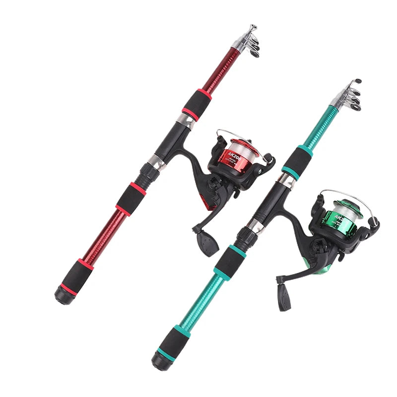 1 8M Telescopic Fishing Rod Spinning Reel Portable Seaing Pole Qme