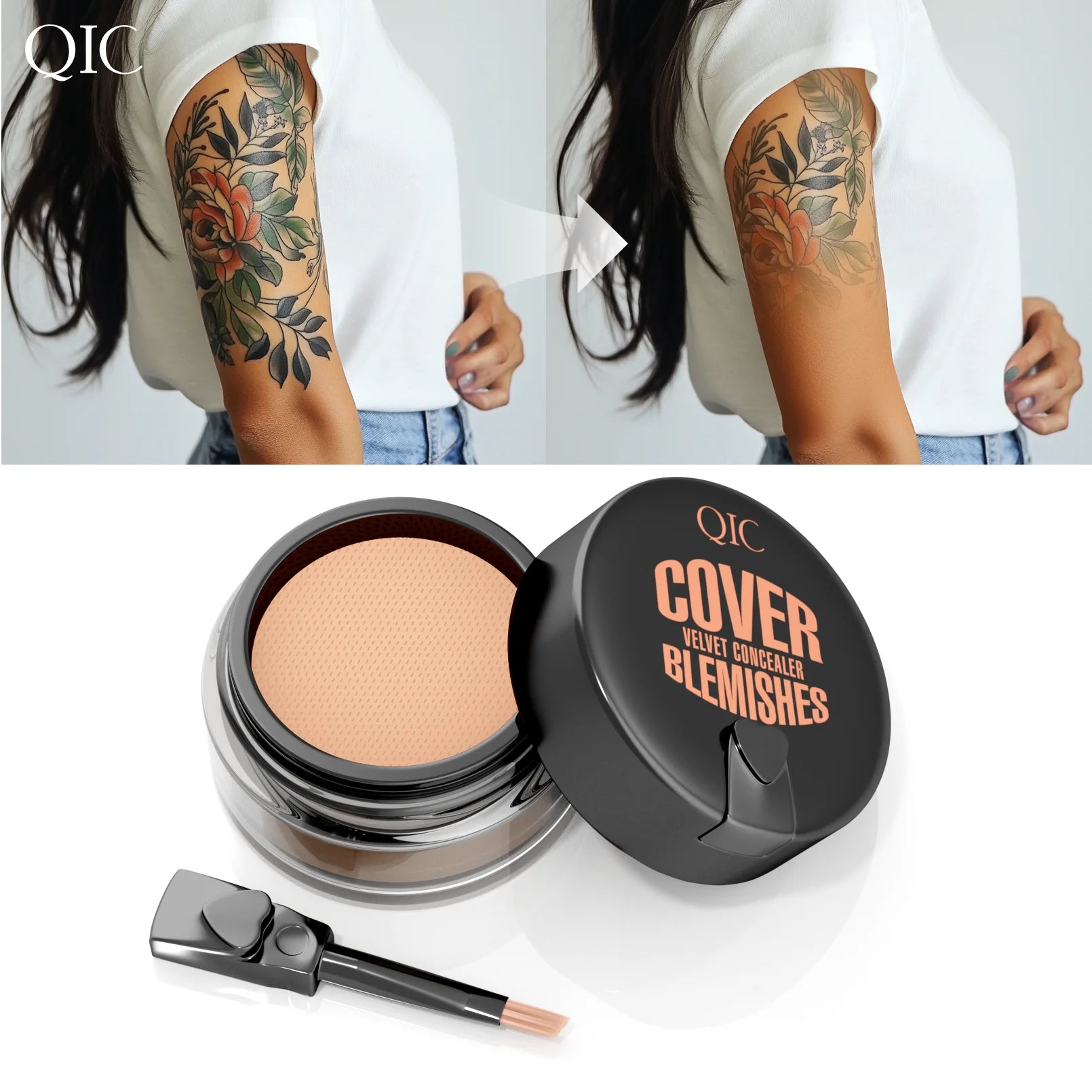QIC Hydrating Eye Brightening Concealer Contour Cream Full Coverage Long Lasting Correcting Eye Concealer, Perfect Look Makeup Qme