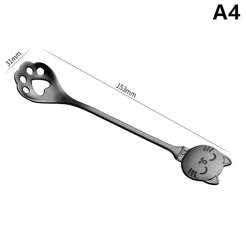 Stainless Steel Coffee Mixing Spoon Creative Cat Claw Spoon Ice Cream Cake Dessert Teaspoon Scoops Tableware Kitchen Accessories Qme A4