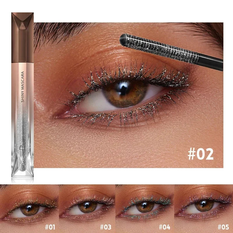 Eyelash Eyebrow Glitter Mascara Brush Lengthing Eye Lash Colored Blue Pink Gold Mascara Eyelashes Curling Extension Makeup Qme