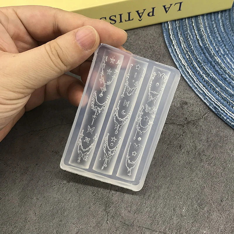 Bowknot Bead Chain Ribbon Nail Art Decorations DIY Design Silicone Qme
