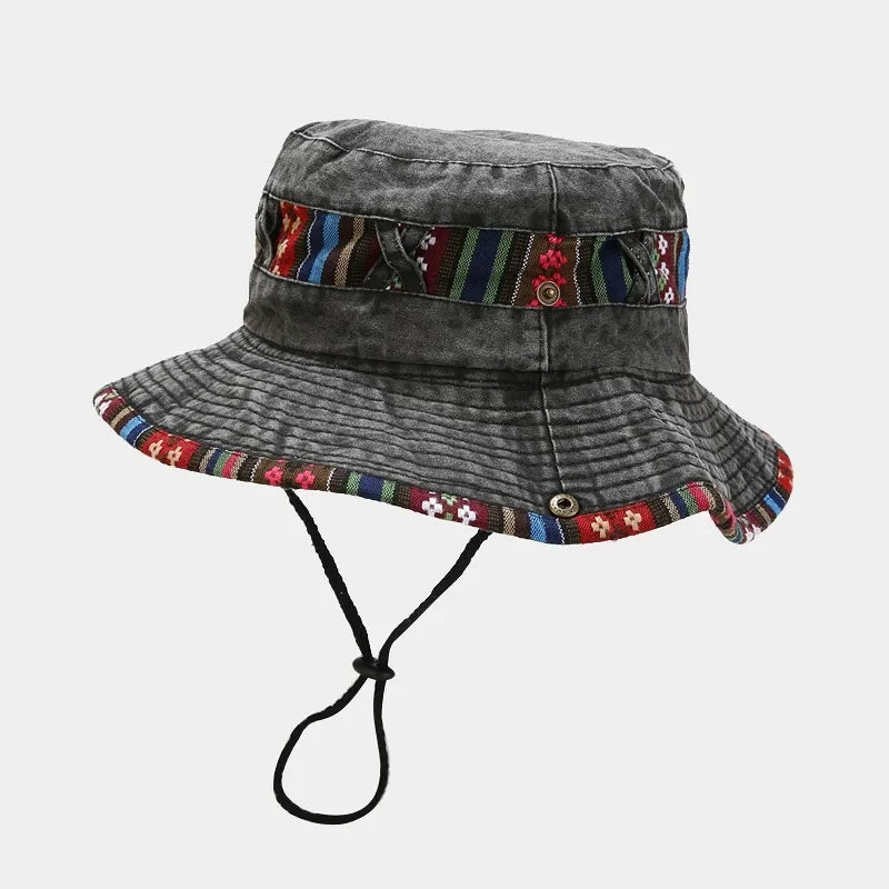 Multicolor Tactical Bucket Hat Cap Camouflage Panama Hats Men Outdoor Sports Hiking Suncreen Sunhat Qme BK One Size