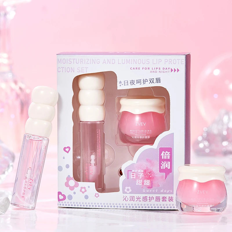 Refreshing Light Lip Care Set- Moisturizing Hydrating Gloss Qme