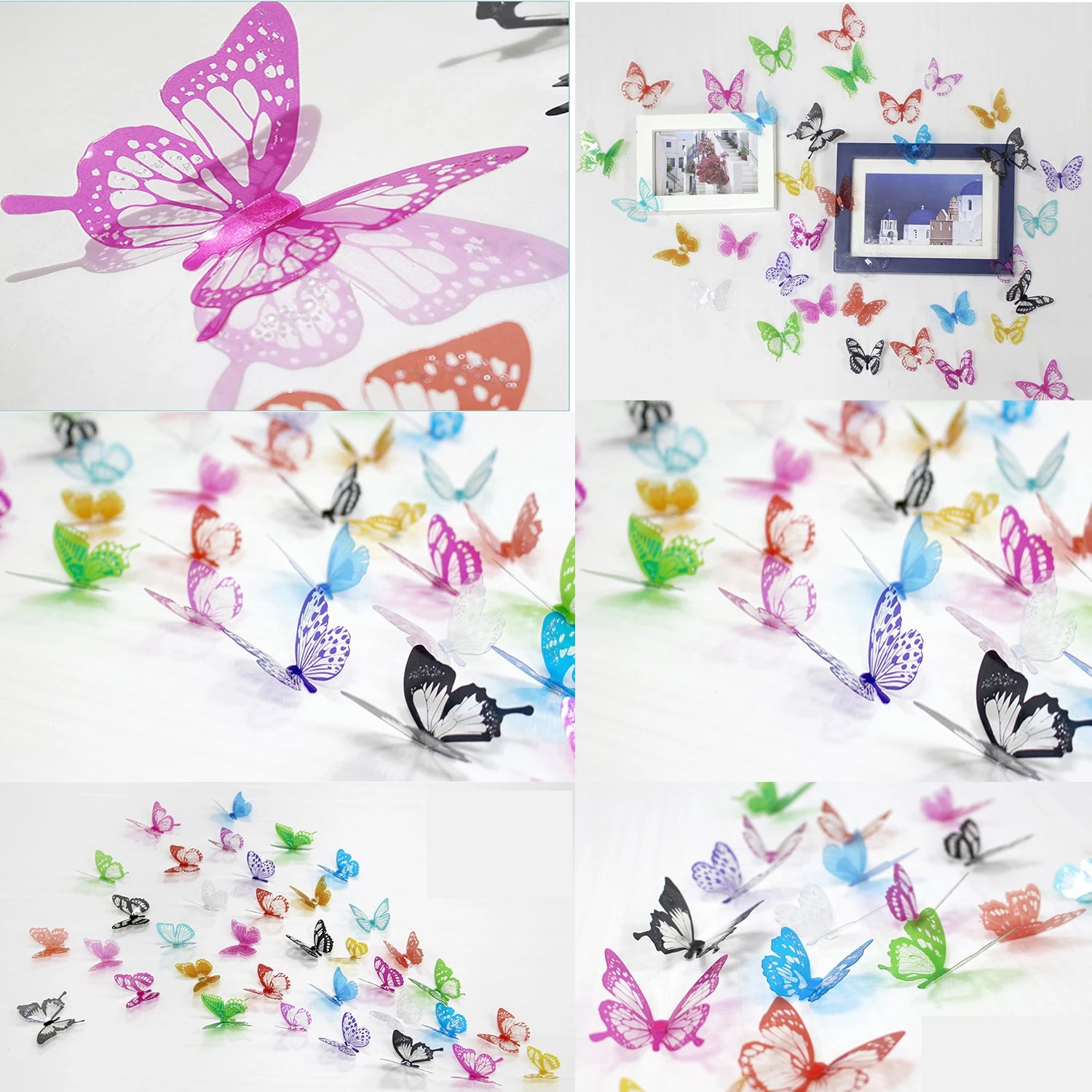 36 Pcs Butterfly Wall Stickers Colorful Vivid 3D Design House DIY Baby Nursery Art Decals Wall Decoration Windows Decor Qme