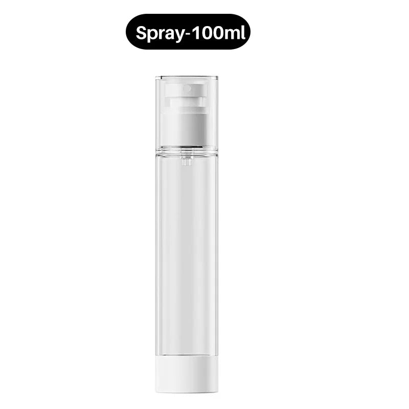15-100ml Airless Pump Bottles Clear Refillable Vacuum Bottle Set Travel Portable Lotion and Spray Dispenser Cosmetic Containers Qme 100ml-Spray Bottle