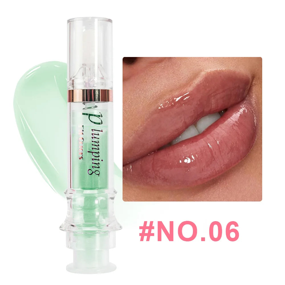 Shine Crystal Volume Lip Oil Plumping Pearl Gloss Pink Blue Hydrating Transparent Jelly Lip Gloss Serum Lip Care Makeup Cosmetic Qme 06
