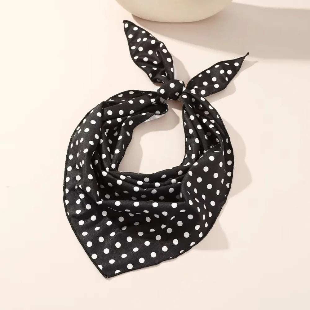 Stacked Wear Solid Polka Dots Triangle Scarf Thin Versatile Foulard Qme