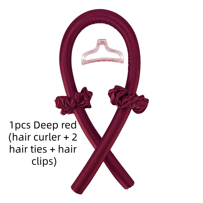 1/3/5pcs mix Woman Foam Heatless Curling Rod Headband Make Hair Soft Shiny Hair Curler Iron Hairdressing Big Wave Curling Qme 1pcs wine red