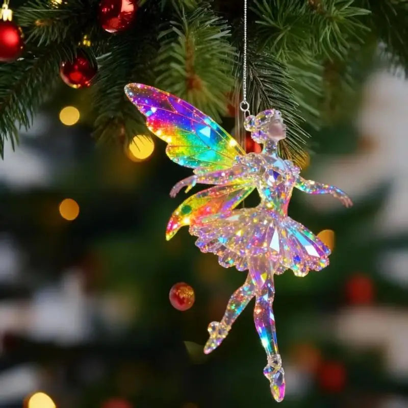 Sparkling 2D Acrylic Pendants Ballerina Simulation Christmas Tree Hangings Car Rearview Mirror Charm Decoration Ornaments Qme A4