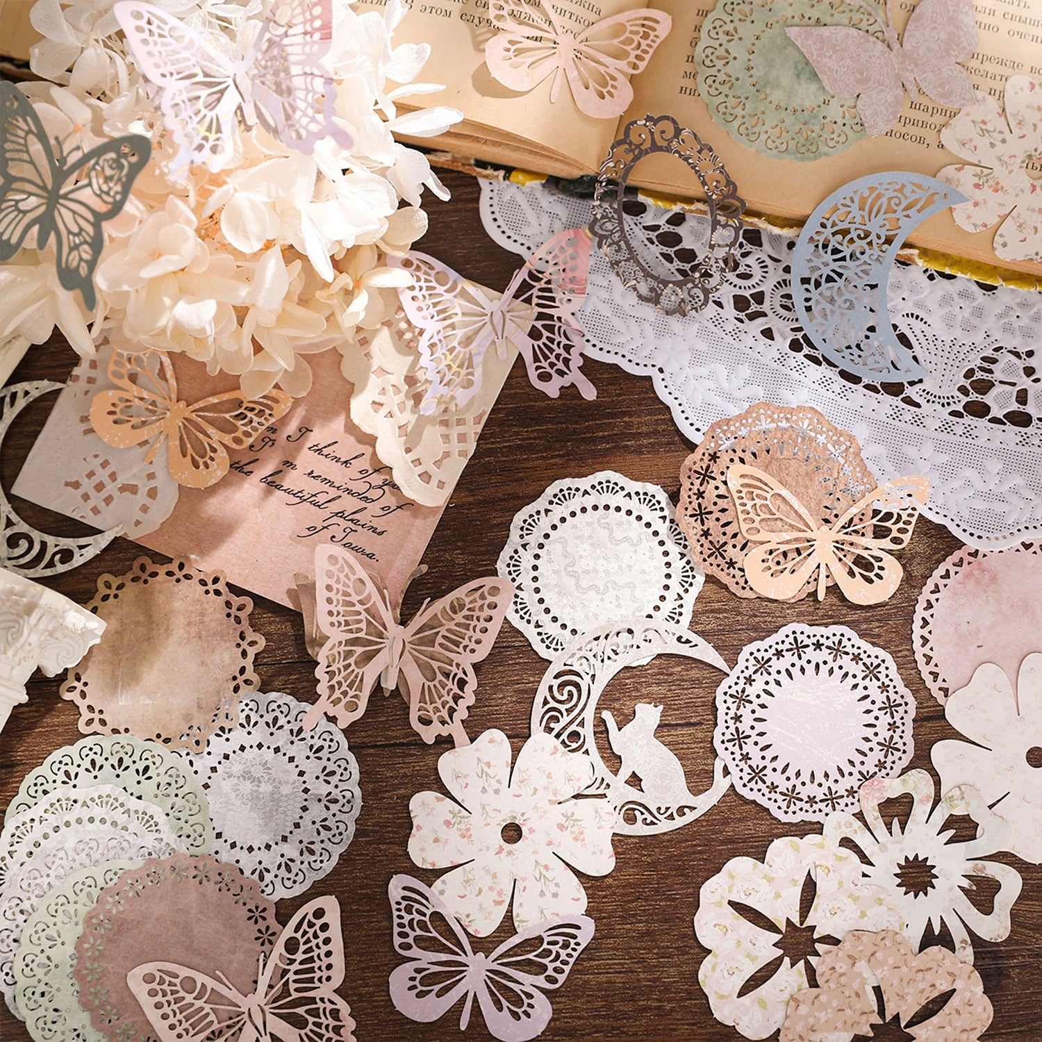 30pcs/pack Decor Scrapbook Hollow lace Materials Paper Combo Kit DIY Junk Journal Collage Photo Album Vintage Stationery Qme