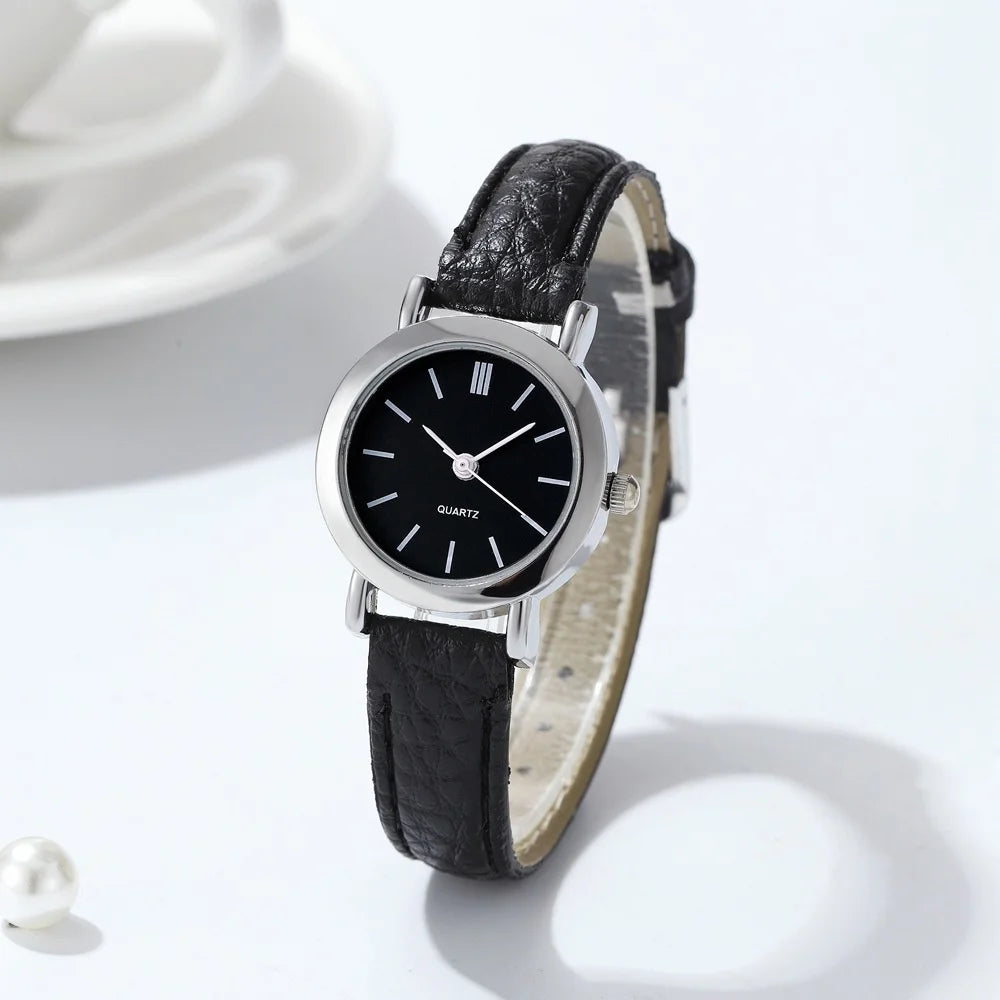 Vintage Square Black Dial Leather Quartz Watch for Women Qme A Black Black