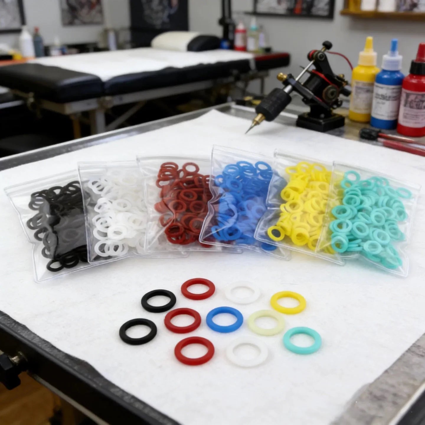 200pcs Silicone Soft O-Rings For Wrap Coil Tattoo Machine Gun Spring Accessories Supply Qme