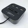 High Speed USB Hub 2.0 3 Ports with Card Reader Mini Hub USB Combo All In One USB Splitter Adapter for PC Laptop Computer Qme black