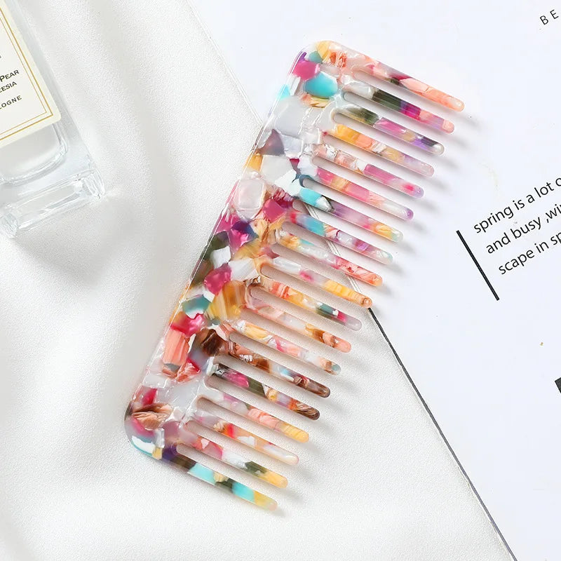 Wide Teeth Acetate Hair Combs Anti-static Massage Brush Hairdressing Qme 6 China Mainland
