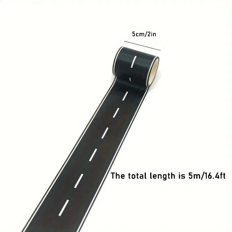 Reusable Cartoon Road Track Stickers Black Road Tape for Party Racing Decor Pre-Pasted Glitter Finish Auto-Themed Qme