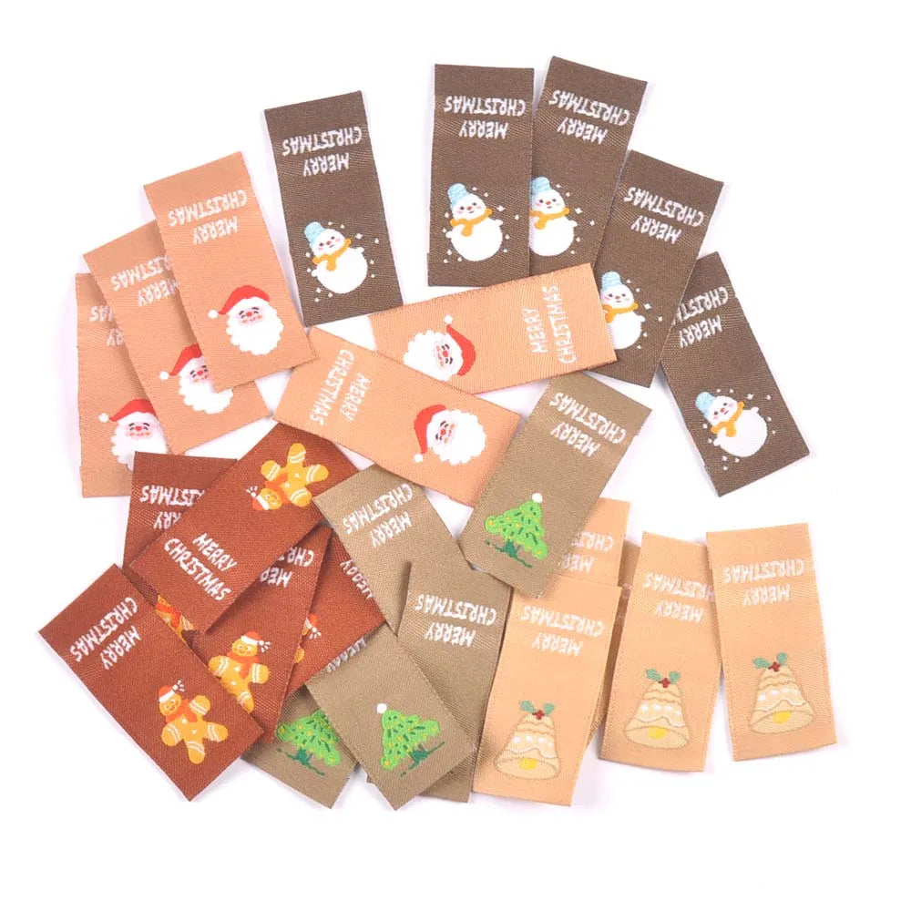 50Pcs Santa Claus/Snowman/Chritmas Tree Labels For Sewing Accessories Kid Garment DIY Crafts Handmade Clothes Supplies Xmas Tags Qme
