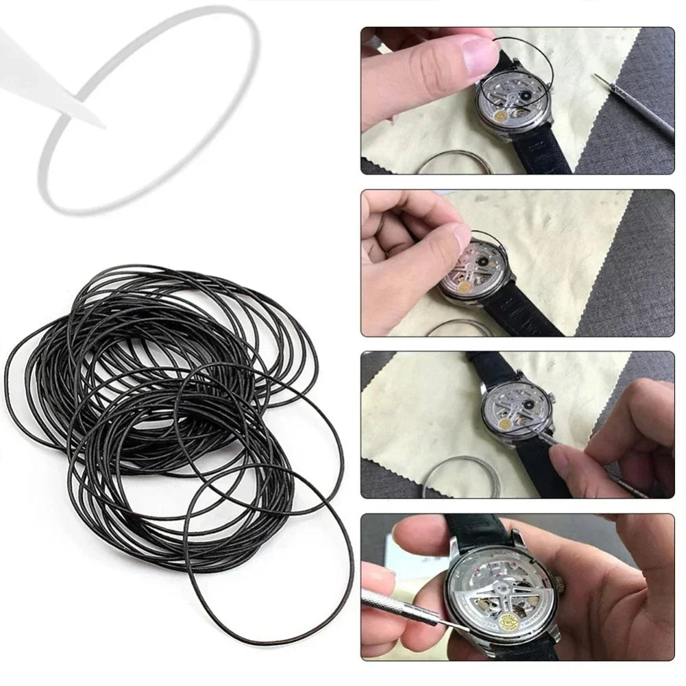 Watch Repair Tools 1box Watch Case Rubber Waterproof O-Ring Oil-resistant Watch Bottom Cover Gasket 0.5/0.6mm O-Ring Seal Gasket Qme
