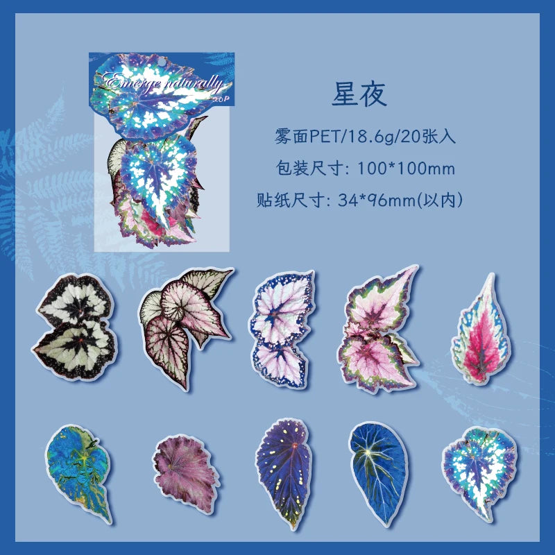20 pcs Plants Flowers Leaf PET Sticker pack Hand Account Collage Junk Journal Planner Scrapbooking Decor Stationery Stickers Qme D