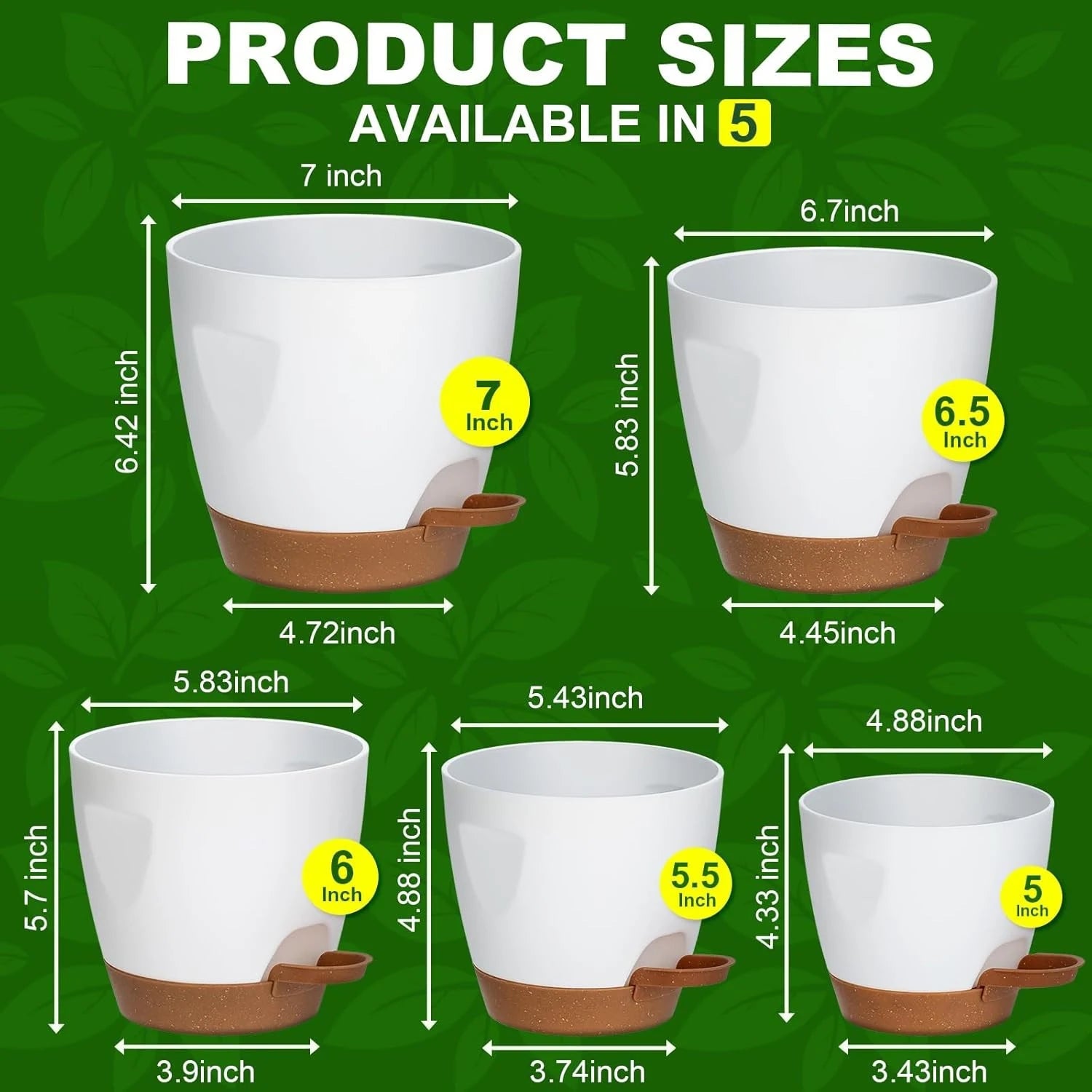 Indoor Decorative Flower Pot Drainage Hole 6-Pack Self-watering Qme