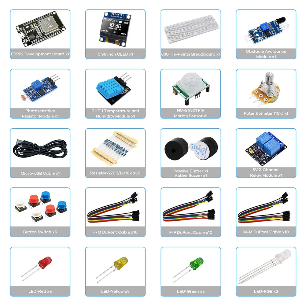 Project Learning Kit for ESP32 ESP-32S WIFI I OT Development Board Electronics Components Basic Starter Kit Photoresistor Module Qme