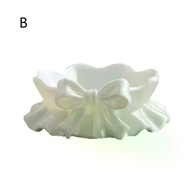3D Printed White Bow Storage Tray, Girly Cute Jewelry Organizer Dish Home Vanity Table Decor Qme