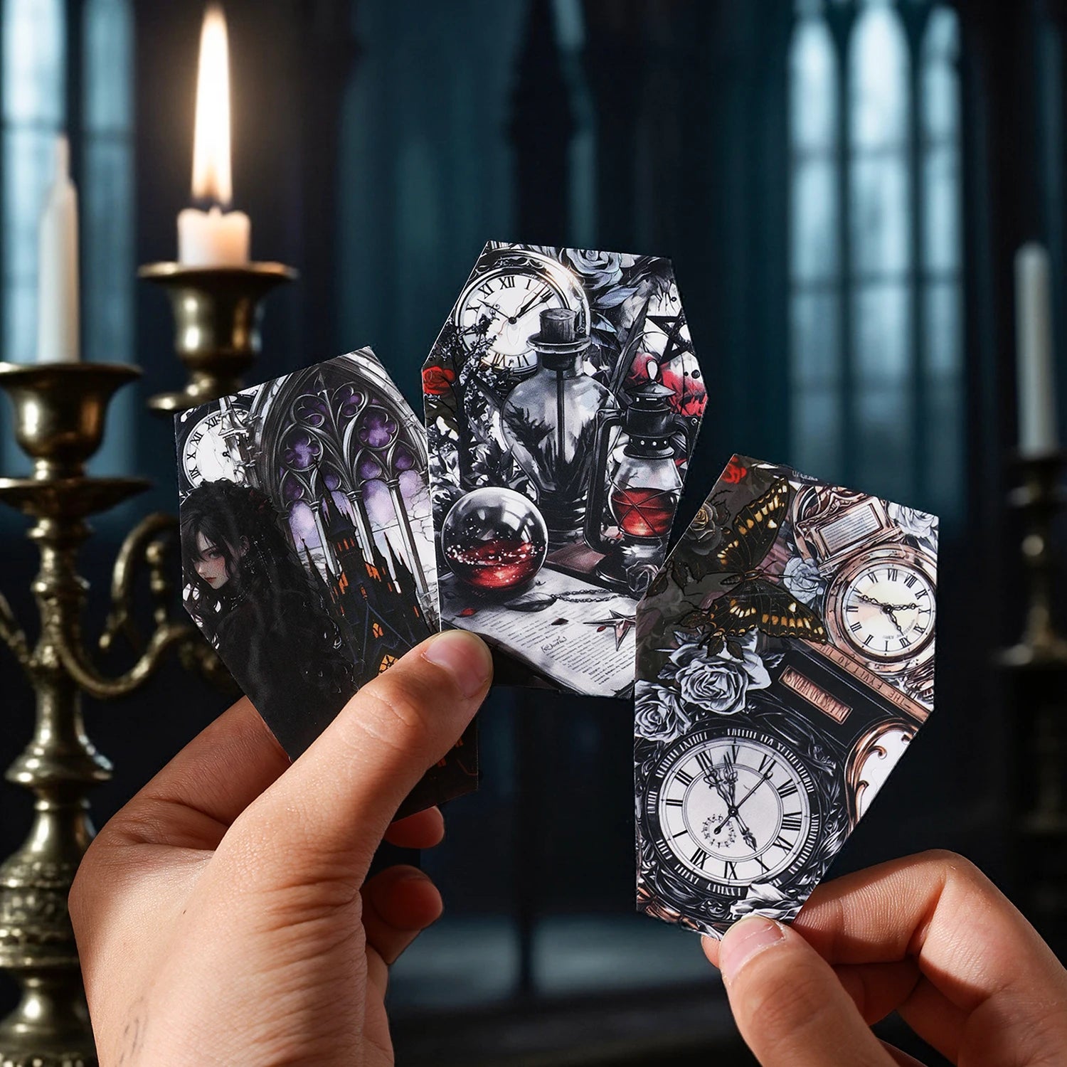 15 Sheets/Bag Halloween Horror Castle Theme Stickers for Scrapbooking DIY Collage Material Phone Case Frame Decoration Qme