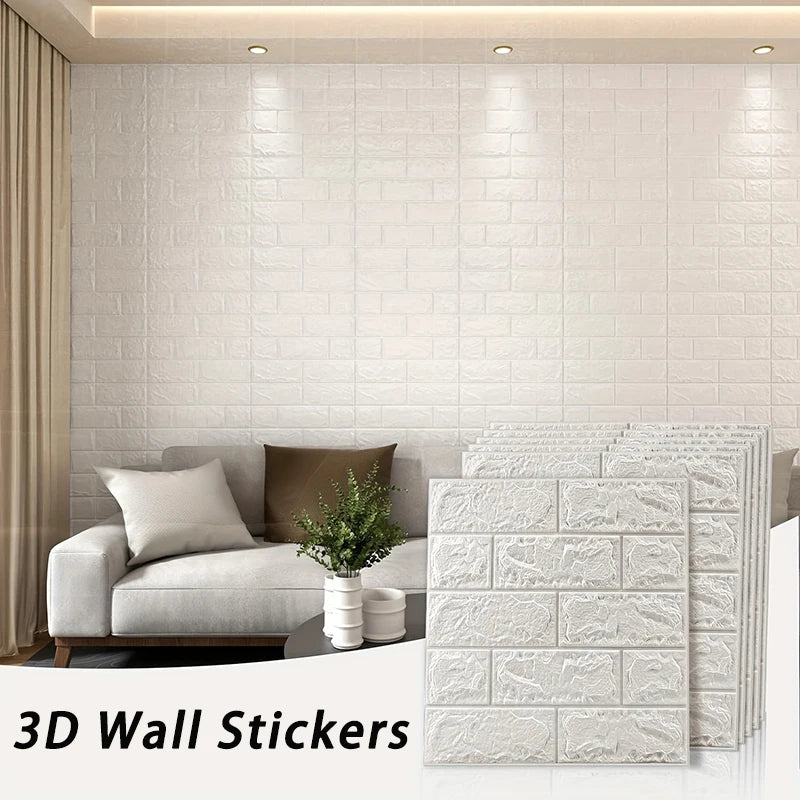 White Black 3D Foam Wallpaper 40Pcs 38.5cmx35cm Self Adhesive Stain Resistant Wall Sticker Bedroom Indoor Wall Decor Qme