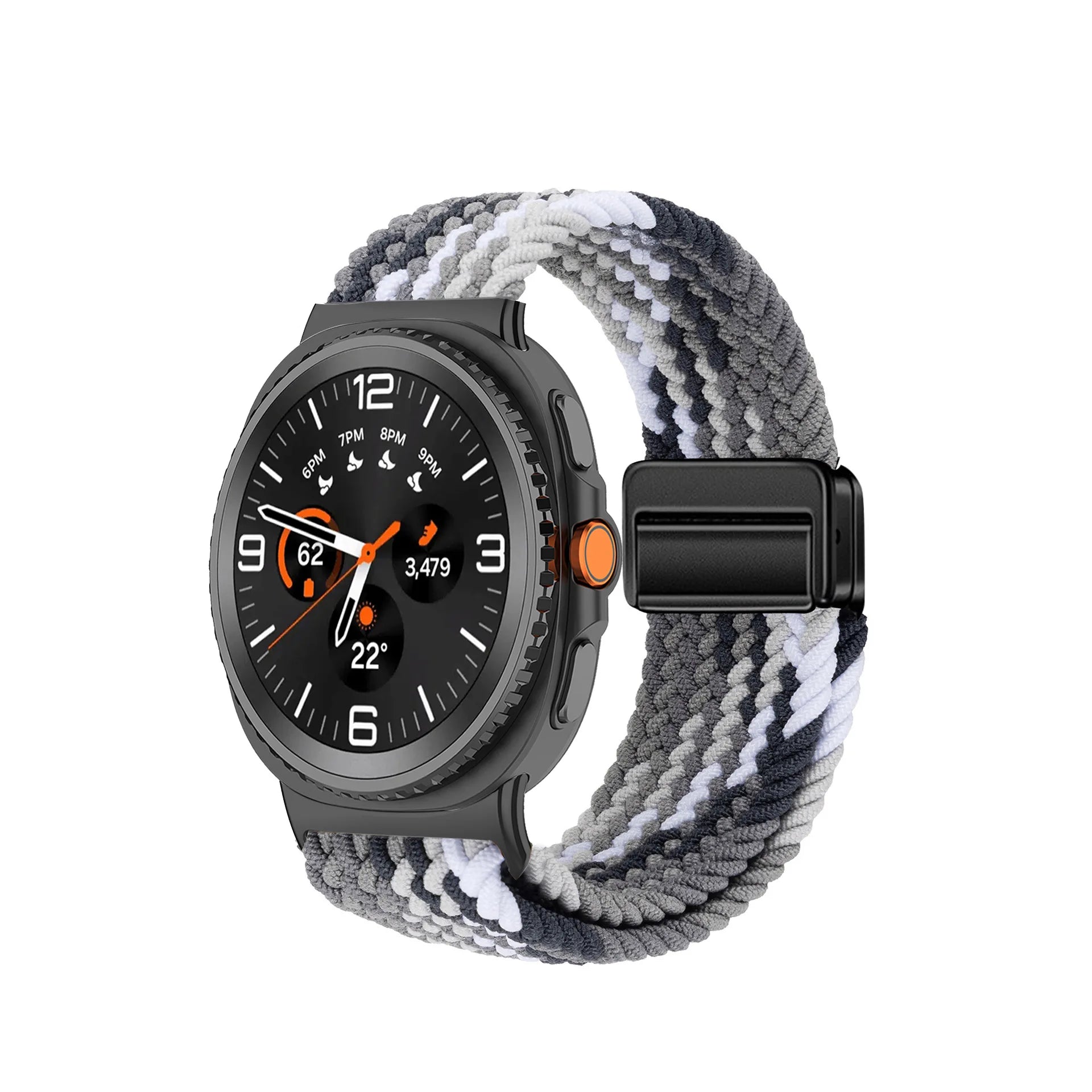 B Built-in Magnetic Nylon Braided Watch Strap For Samsung Galaxy Watch 8 Watch 9, Adjustable Breathable Sports Replacement Band Qme Colorful Black Samsung watch9 8