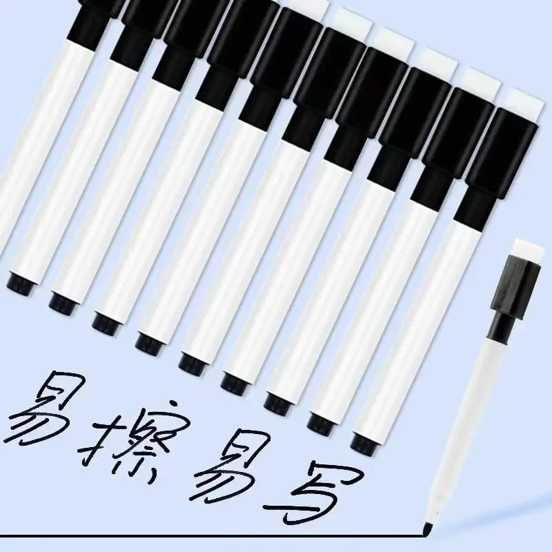 Magnetic Black/White Dry Erase Markers with Eraser Cap White Board Dry erase Markers Classroom Dry Wipe Pens for Office School Qme