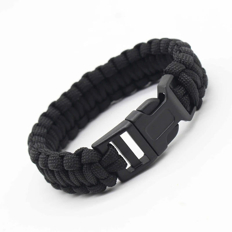 23cm Seven Core Paracord Escape Outdoor Emergency Plaited Rope EDC Camping Survival Saving Bracelet Tools Umbrella Rope Bracelet Qme Black