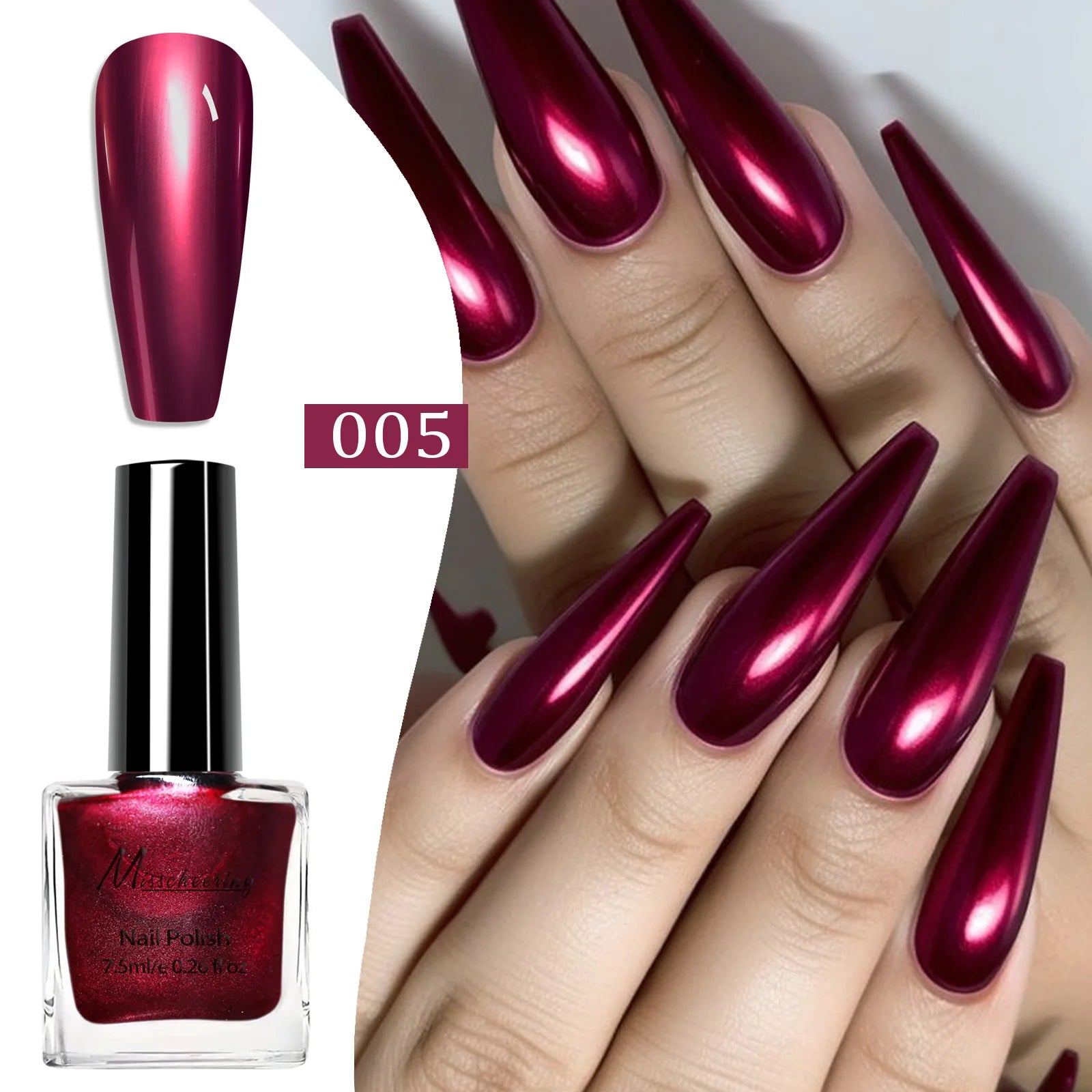 Instant Chrome Nail Polish 12 Colors - No UV Lamp Mirror Effect, Quick Dry Metallic Nail Lacquer, Long Lasting Salon Nail Polish Qme 05