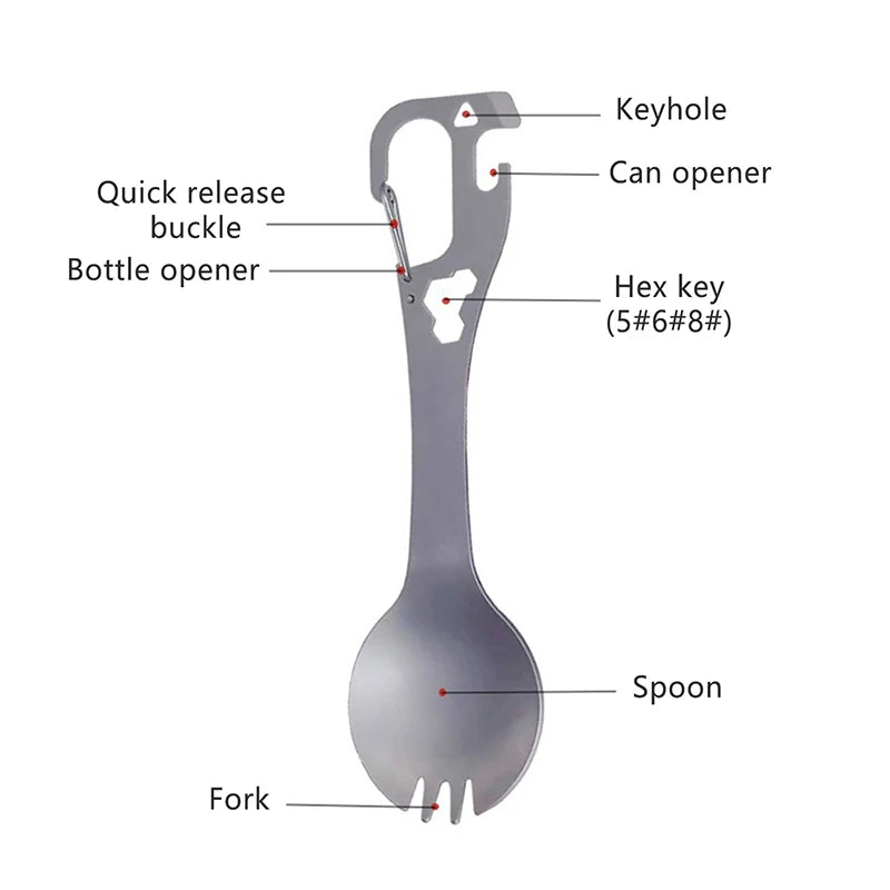 Portable Stainless Fork Spoon Cutlery 1 Utility Spork Multifunctional Qme