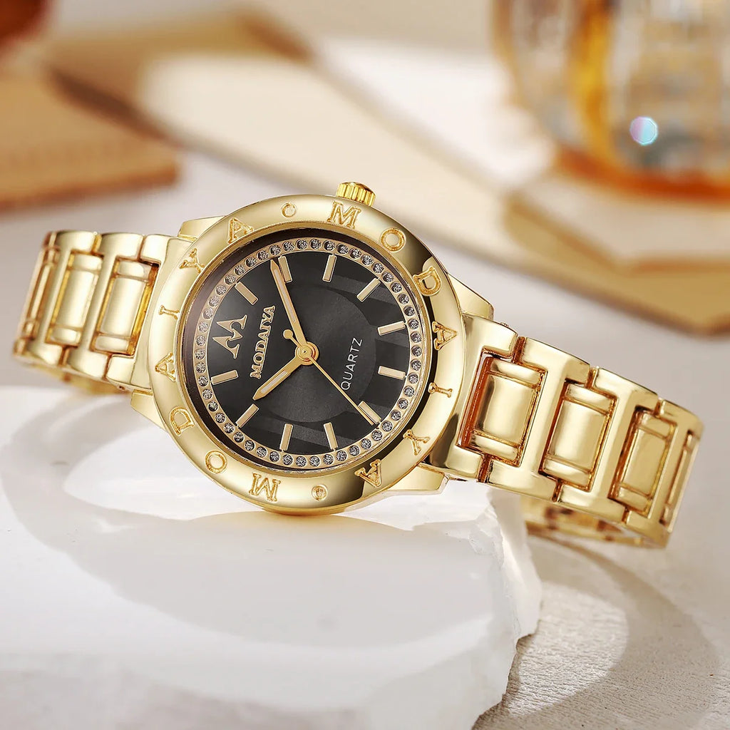 Luxo strass relógios femininos moda pulseira de aço inoxidável relógio de pulso para senhoras reloj mujer Qme