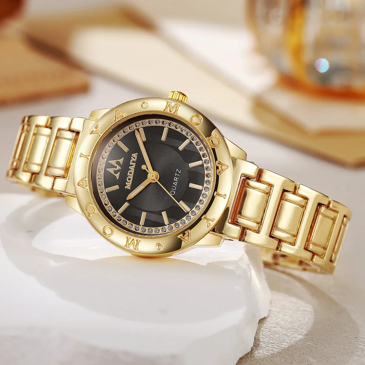 Luxo strass relógios femininos moda pulseira de aço inoxidável relógio de pulso para senhoras reloj mujer Qme