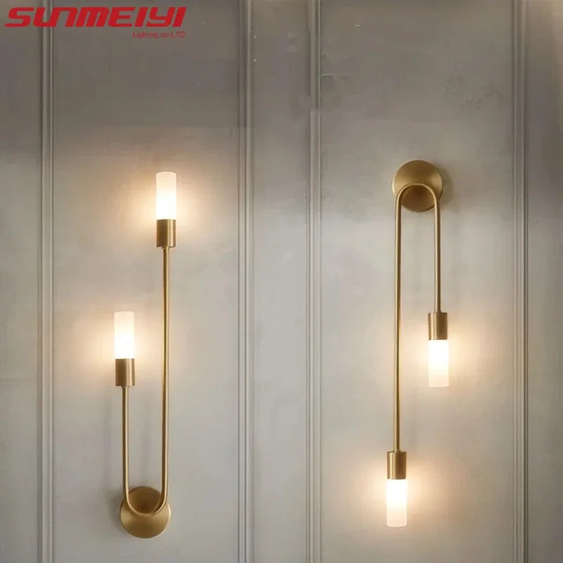 LED Golden Black Light Luxury Wall Lamp Living Room Nordic Modern Minimalist Creative Background Wall Corridor Bedroom Bedside Qme