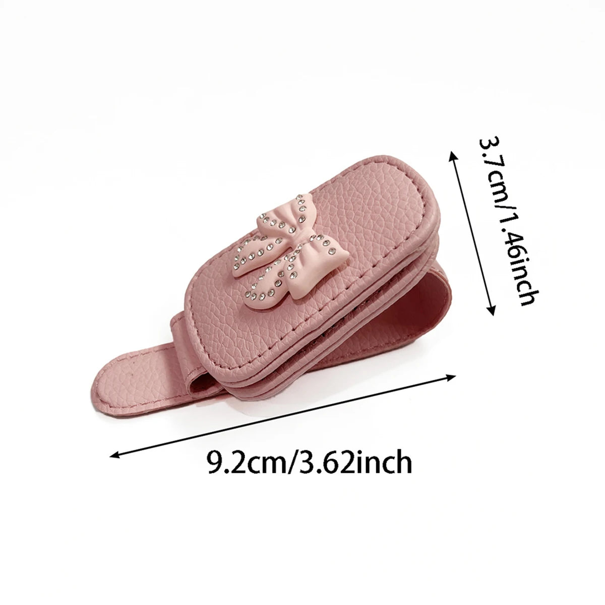 Car Sun Visor Glasses Clip Bow Tie Rhinestones Cute Pink Interior Qme