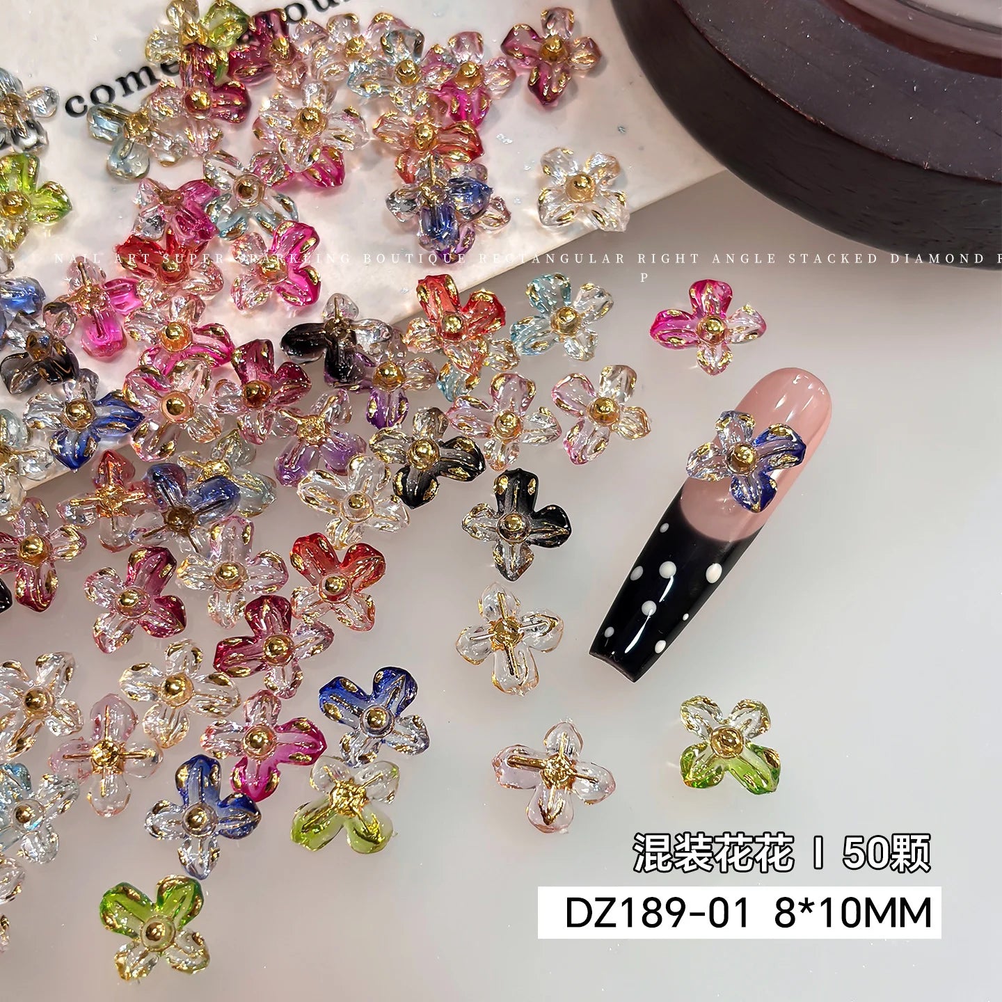 3D Rose Butterfly Nail Charms, Resin Gradient Rose Camellia Flower Insect Flat Back Nail Art Decorations for DIY Press on Nails Qme Mix-flowers 50pcs