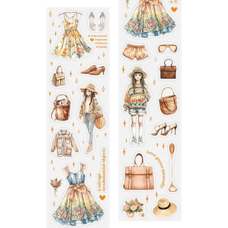 1 Roll Daily Collage Outfit Theme Die-Cut Washi Tape, Suitable for Scrapbooking DIY Scrapbook Collage Supplies, Phone Case Qme 3