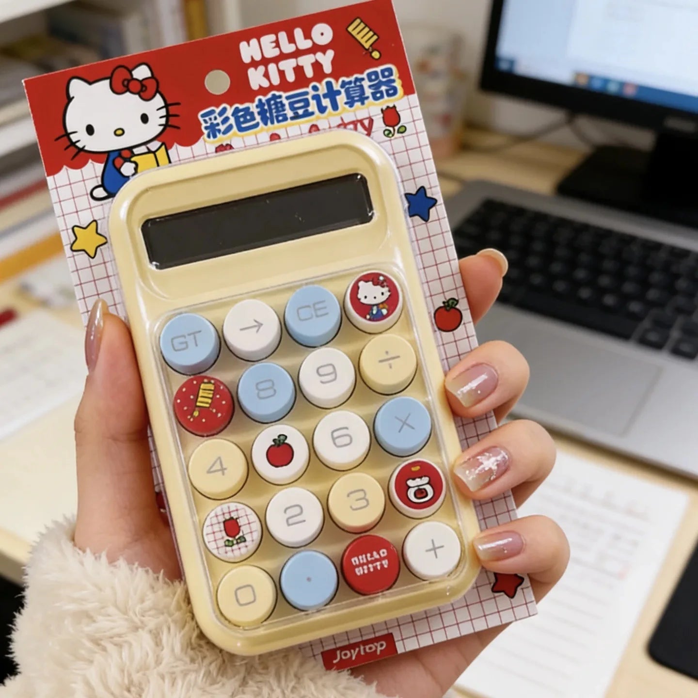 Hello Kitty Cartoon Calculator Cute and Portable Flip-Top Mirror Calculator Small Mini Makeup Mirror Qme 5