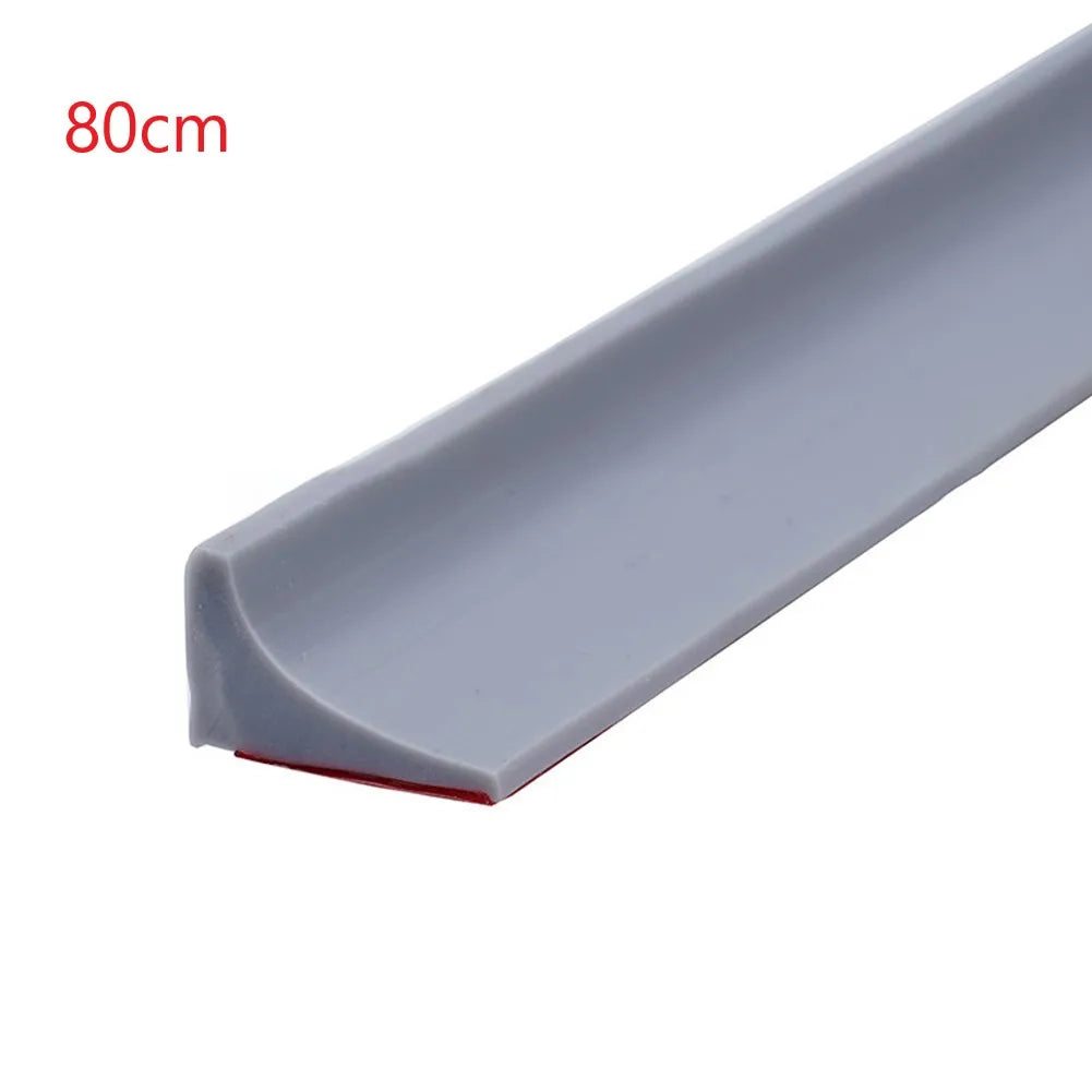 Bathroom Retention Water Barrier Strip Rubber Silicone Shower Barrier Water Stopper Kitchen Dry And Wet Separation Seal Strip Qme gray 80cm