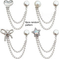 Multi Layer Tassel Chain Jeans Pants Cuff Clips Bow Star Pearl Decor Brooch Pins Adjustable Pant Leg Cuff Fixing Buckle Qme 8pcs random pattern