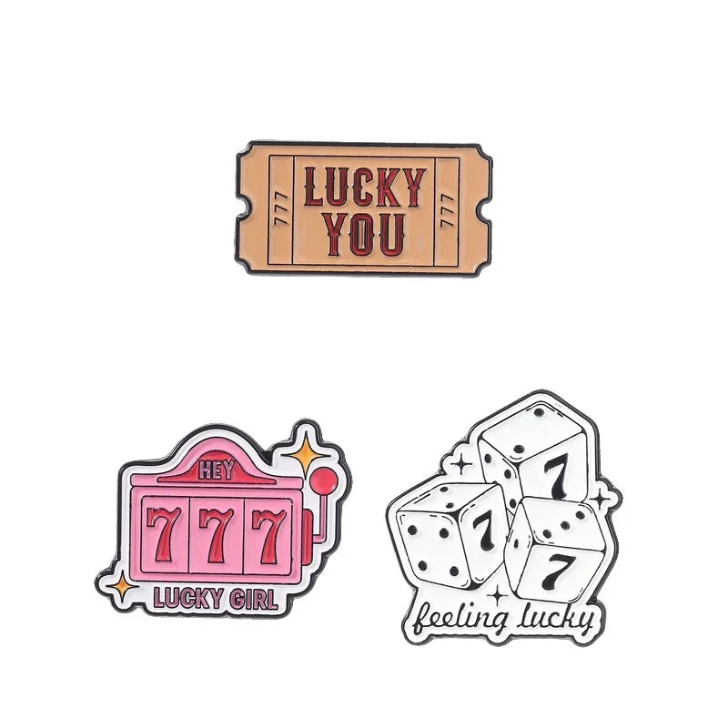 Cute Lucky Number 777 Enamel Pin Stylish Digital Pattern Metal Brooch For Backpack Clothing Decor Collection Holiday Small Gifts Qme style4-group